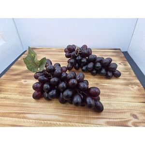 Lot of 2 Artificial Faux Decorative Concord Grape Clusters 7" Plastic Rubber